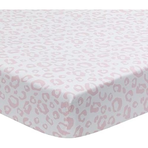 Lambs & Ivy Signature Pink/White Leopard Organic Cotton Fitted Crib Sheet