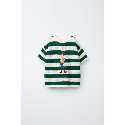 TOY STORY © DISNEY PIXAR STRIPED KNIT T-SHIRT - Ecru / Green | ZARA United States