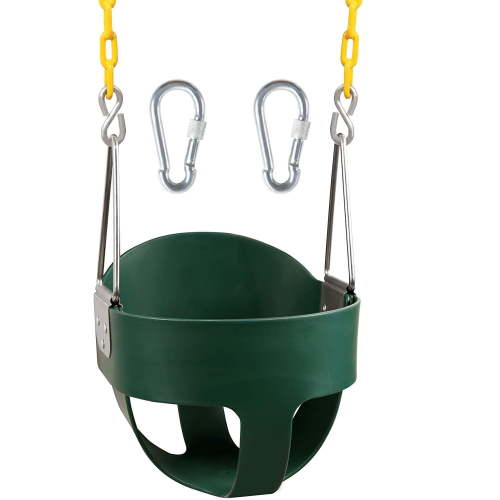 High Back Toddler Bucket Swing Seat with Coated Chains, Heavy Duty Kids Swing Seat Fully Assembled, Green