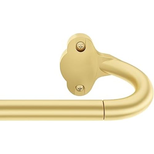 Wrap Around Blackout Curtain Rod 18-60 Inch (1.5-5 Ft), 5/8" Adjustable Curved Window Rod for Room Darkening, Modern Single Drapery Rod for Bedroom Windows, Gold