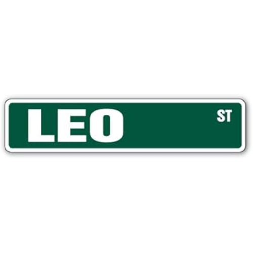 Leo Street Sign Childrens Name Room Sign | Indoor/Outdoor | 18" Wide