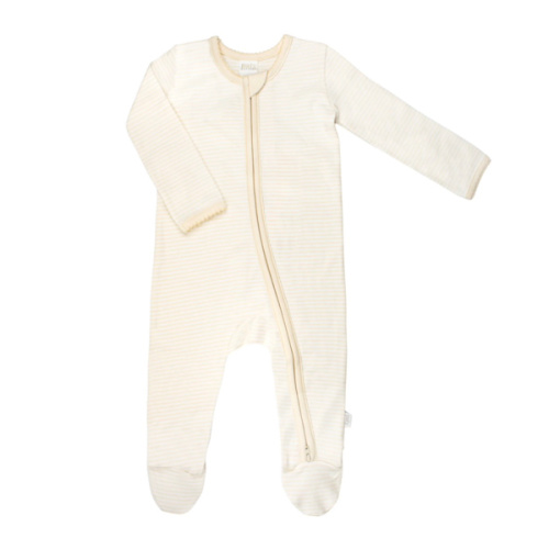 Paty Organic Cotton Striped Zipper Footie - PatyInc