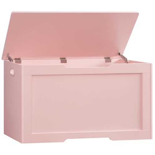 usikey 39.4” Storage Chest, Toy Box with 2 Safety Hinges, Toy Chest, Storage Bench for Bedroom, Supports 220 lb, for Living Room, Entryway, Pink