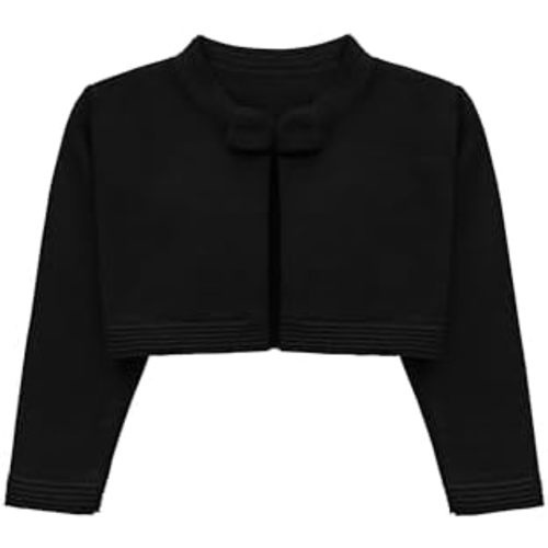 Lilax Baby Girls' Knit Long Sleeve Sweater, Bowknot Closure Bolero Cardigan