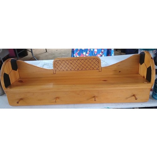 Soccer Ball Sports Display Shelf  Pine Boys Room Hand Crafted Custom Shelf  32"