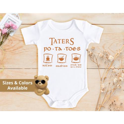 Taters Bodysuit | Boilem, Mashem, Stickem, In a Stew Shirts | Lotr Potato Shirt | Natural Gift | Cute Baby | Funny Hobbit Tee | 843