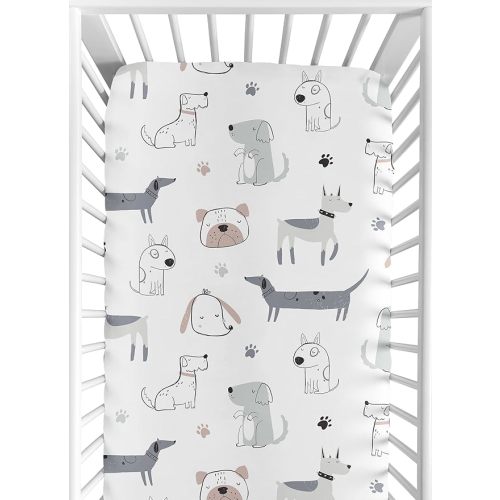 Sweet Jojo Designs Fitted Baby Crib Sheets (Puppy Dog) for Boys or Girls, Infant Nursery, Toddler Room - Standard Size (Gender Neutral, Modern, Boho, Paw Print, Cartoon, Bulldog, Dachshund, Whimsical)