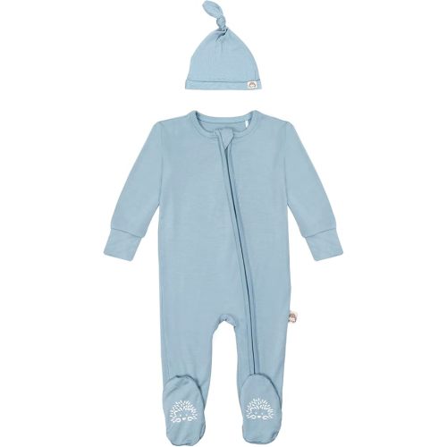 Baby Boy Sleepers, Babyboy Pajamas, Sleepers for Baby Boys, Baby's Sleeper with Hat, Babies Sleep Essentials (Solid Blue Baby's Pajama), 0-3 Months