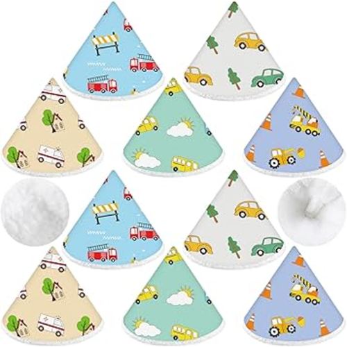 Timgle 10 Pcs Coral Velvet Pee Covers Baby Boy, Strong Water Absorption Pee Shield for Baby Boy, Reusable Diaper Changing Accessory for Boys Newborn Gift(Car)