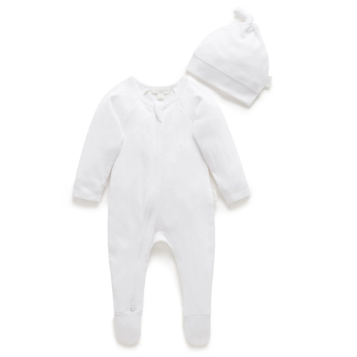 home from hospital outfit: Pointelle Growsuit & Hat Pack - white