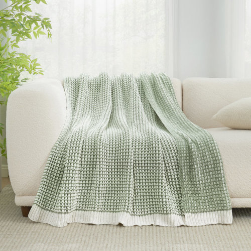 Amélie Home Reversible Chenille Knit Throw Blanket Soft Waffle Weave For Couch, Bed, And Living Room | Wayfair