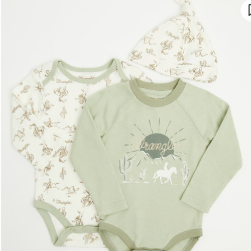 Wrangler Infant Boys' Cowboy Sunset Onesie Set - 3 Piece | Boot Barn