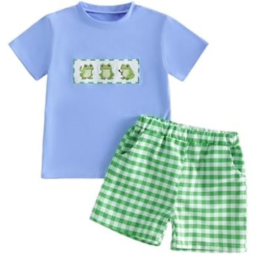 Madjtlqy Toddler Baby Boy Summer Clothes Short Sleeve T Shirt Top Casual Shorts Set Cute Infant Boys Shorts Set