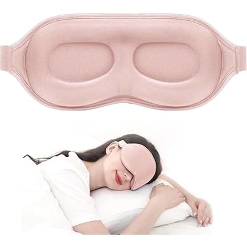 MZOO Luxury Sleep Mask for Back, Side Sleeper, Complete Light Blocking Sleeping Eye Mask Night Blindfold, 3D Zero Pressure & Spacious for Lash Extensions, Breathable Soft Eye Cover Flight Nap Travel