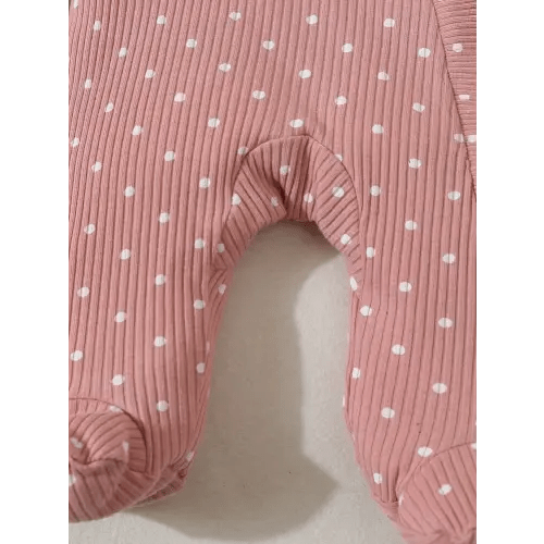 6pcs Newborn Baby Boys/Girls Cute Polka Dot Bow Decor Ruffled Zip Up Long Sleeve Jumpsuit With Pants Pajamas Set | SHEIN USA