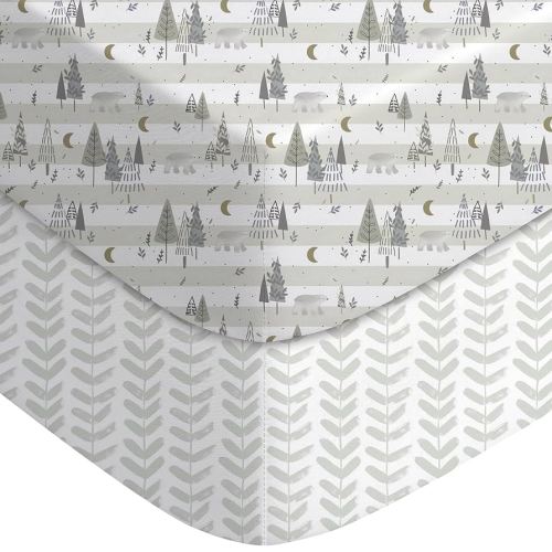 Yoofoss Baby Crib Sheets for Boys Girls, Fitted Crib Sheet 2 Pack for Standard Crib and Toddler Mattress, Super Soft Microfiber Baby Sheet 28x52x8in