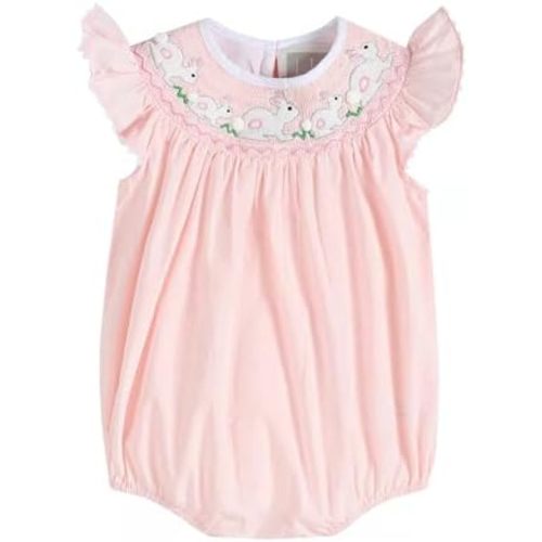 Girls Baby and Toddler Smocked Ruffle Romper