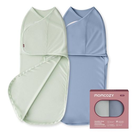 Momcozy Bamboo Swaddle Blankets Sack 0-3m - 2pk - Blue & Green