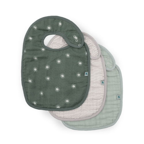 Organic Cotton Muslin Classic Bib 3 Pack - Sage Suns
