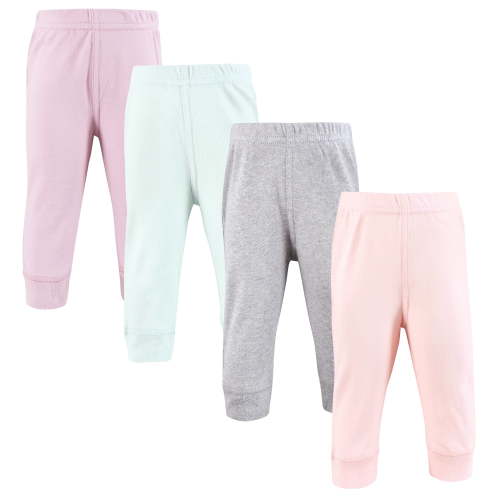 Hudson Baby Girls Cotton Pants and Leggings, Pink Purple Mint, Newborn