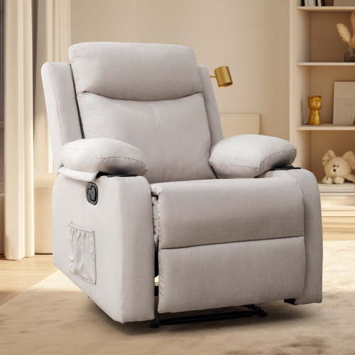 Korser Manual Small Recliner Chair with Fixed Base for Small Spaces Linen Fabric for Living Room,Beige