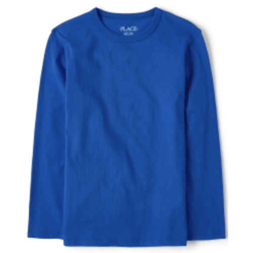 Boys Regular Long Sleeve Basic Layering Tee - BLUE | The Children's Place