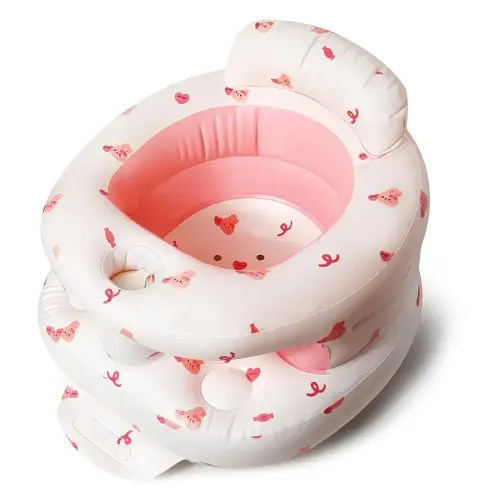 TDTOK Full Support Inflatable Baby Floor Seat, Sitting Up Baby Floor Seat for Babies 3 Months Up, Portable and Inflatable Baby Chair with Built-in Air Pump Easy Inflate and Deflate Upseat Baby Seat