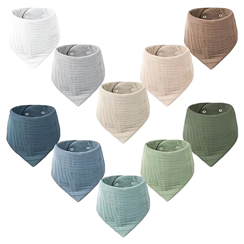 Pack Of 10 Baby Bandana Drool Bibs