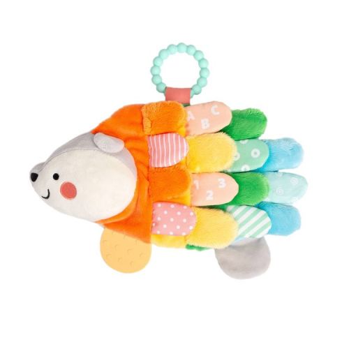 Pearhead Montessori Plush Hedgehog Sensory Baby Toy with Teether Ring, 0m+