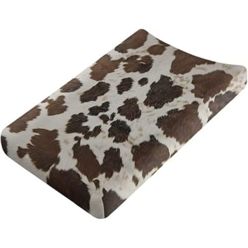 Cow Print Changing Pad Cover for Baby Soft Diaper Change Table Covers with Elastic Edge Easy to Install Nursery Decor