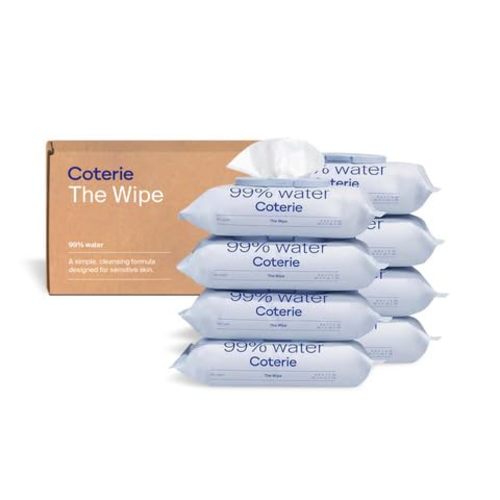 Coterie Baby Wipes for Sensitive Skin, 8-Pack (448 Count) | Includes 448 total wipes, 99% water, plant-based & plastic-free fibers, hypoallergenic, pH balanced, unscented, EWG Verified