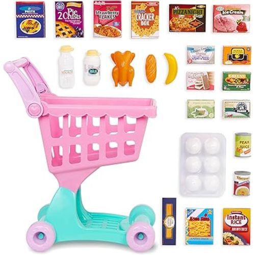 Battat- Play Circle- Shopping Cart – Toy Food – Play Kitchen For Toddlers- Pretend Play- Shopping Day Grocery Cart- 2 years +