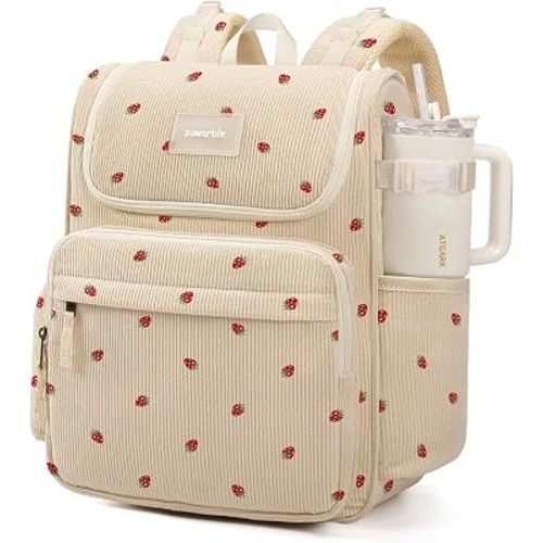Large Corduroy Diaper Bag Backpack for Mom, 25L Baby Travel Bag with Insulated Bottle Pockets, 40oz Side Strap & Stroller-Ready Straps