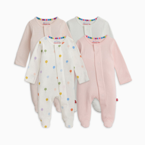 Organic Cotton Magnetic 4-Pack Footie - Ballons Pk Multi