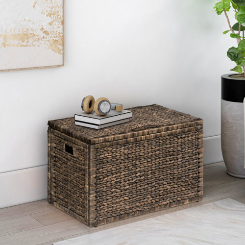 Highland Dunes Ved Heavy-duty Water Hyacinth Wicker Storage Trunk with Metal Frame & Reviews | Wayfair
