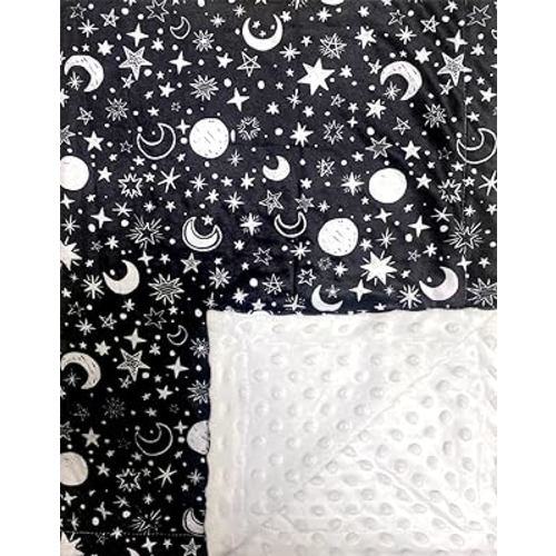 Baby Blanket for Girls Boys Black Moon Star Minky Super Soft Double Layer Receiving Blanket with Dotted Backing for Newborns Nursery Stroller Receiving Toddlers Crib Bedding Blankets 30x40 Inch