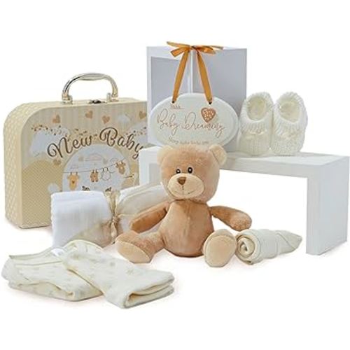 Baby Box Shop Baby Shower Gifts Unisex - 9 Baby Essentials, Baby Gift for Baby Shower - Unisex Newborn Gifts - Neutral Newborn Gifts, Newborn Unisex Gift Set - Cream