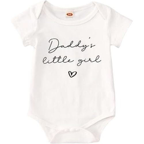 Baby Girls Bodysuit 1st Father's Day Romper Daddy's Girl Onesie Infant Short Sleeve Jumpsuit Outfit 3-18 Months