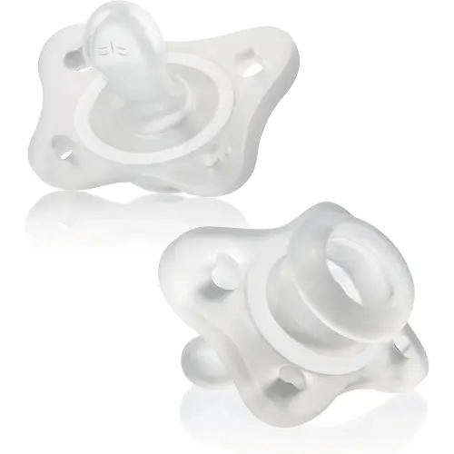 Chicco PhysioForma Mini Orthodontic Pacifier, 0-2m | 100% Silicone | Supports Breathing & Oral Development | One-Piece Design | Extra Small & Light | Includes Sterilizing Case | BPA Free | Clear, 2pk