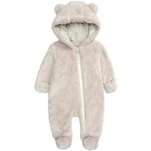 Babymine Newborn Baby Bear Fleece Hooded Romper Fall Warm Outfit Clothes