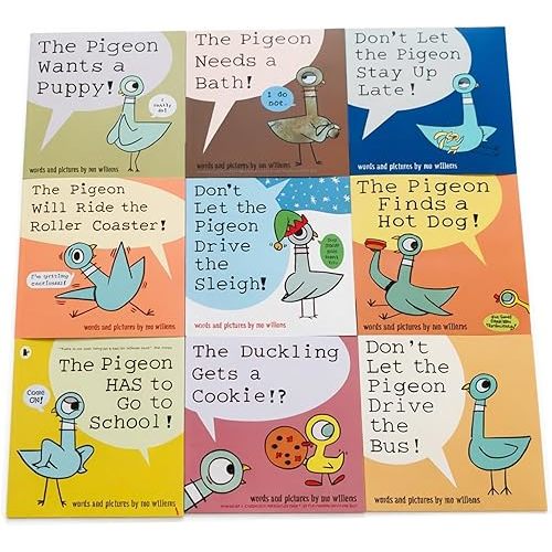 9 Pcs Pigeon Books Paperback Set, Mo Willems Book Series for Early Reader