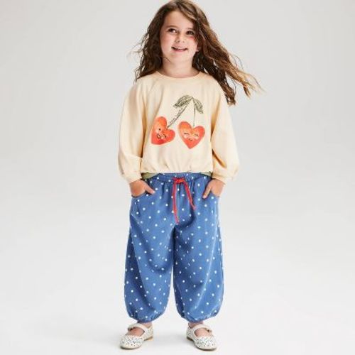 Toddler Girls' Cherries French Terry Top & Pants Set 2pc - Cat & Jack™ Cream/Blue 3T