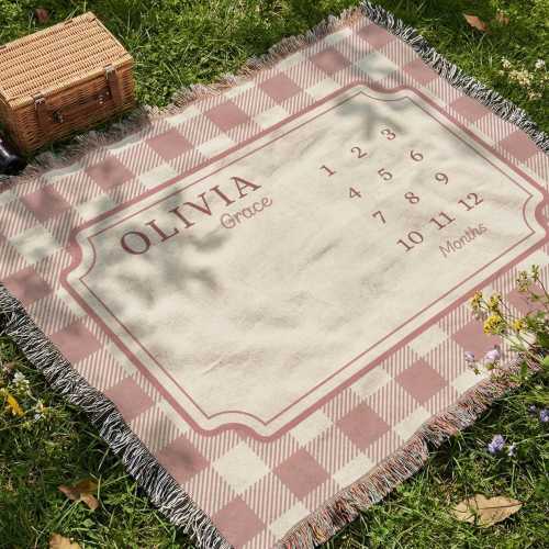 Personalized Monthly Milestone Blanket Gender Neutral, Boho Milestone Blanket Props, First Year Milestone Blanket, Baby's First Year Blanket