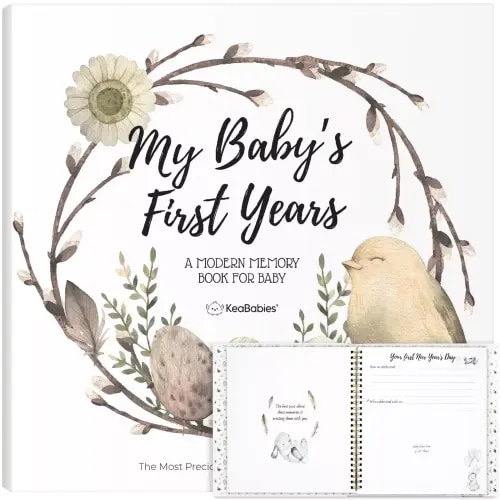 KeaBabies Craft Baby Memory Book, First 5 Years Baby Books, 90 Pages Keepsake Milestone Journal for Baby Girls, Boys