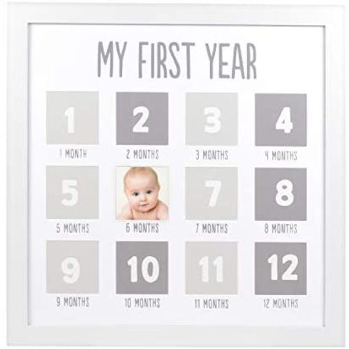 Pearhead My First Year Photo Moments Baby Keepsake Frame, Gift for Mom to Be or Expecting Parents