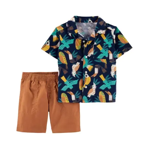 Baby 2-Piece Tropical Button-Front & Short Set - 6M - Multi