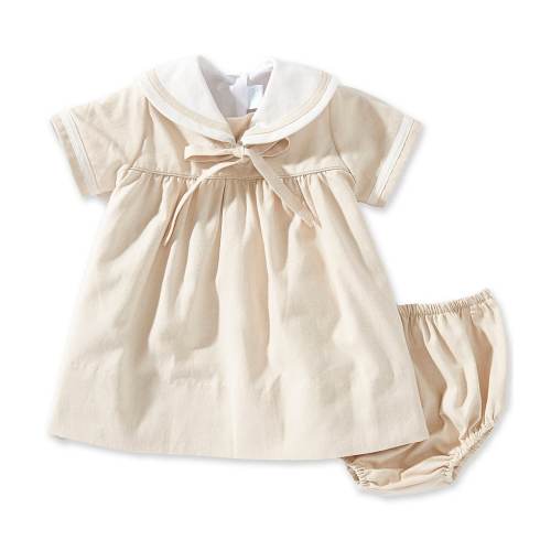 Edgehill Collection x Megan Karp Baby Girls James Sailor Short Sleeve Bow Detail Dress