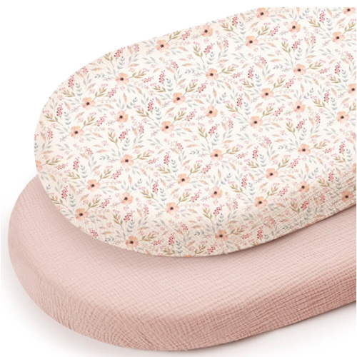 lulumoon Muslin Bassinet Sheets Baby: Cotton Bassinet Sheets Fitted for Boys and Girls - for Oval Rectangle or Hourglass Mattress