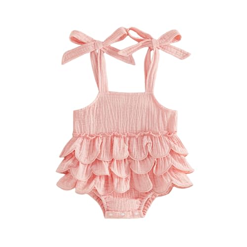 BeQeuewll Baby Girl 4th of July Outfit Newborn Infant Romper Dress Flag Print Sleeveless Tie Up Tutu Bodysuit Cute Outfits