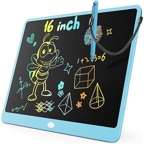 KOKODI LCD Writing Tablet, 16 Inch Colorful Doodle Board Drawing Tablet, Erasable Reusable Electronic Drawing Pads, Educational and Learning Toy for 3-6 Years Old Boy and Girls